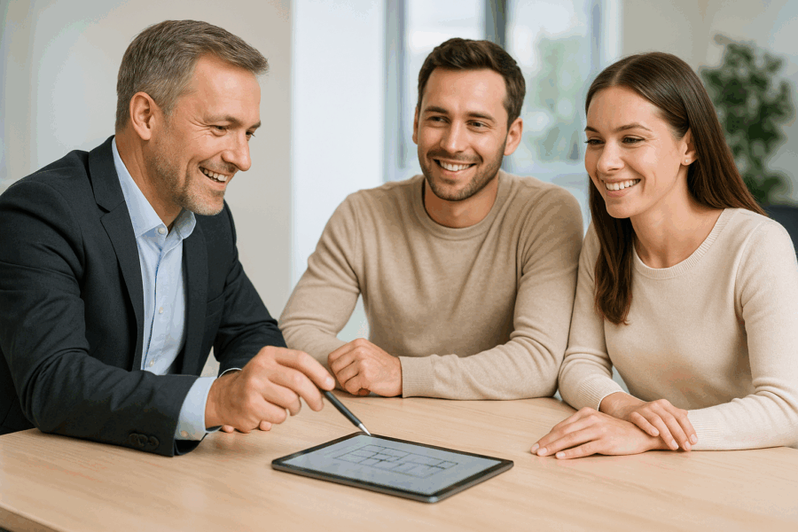 Experte der Expert-Baufinanzierung berät Kunden zum Hauskredit