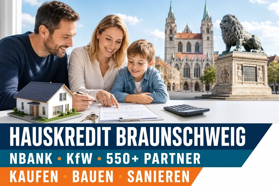 Baufinanzierung Braunschweig. Immobilienfinanzierung mit dem zinslosen NBank-Darlehen und KfW-Programmen für Häuser in der Löwenstadt