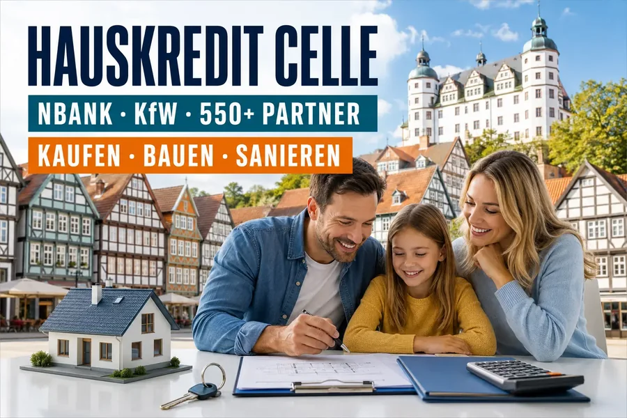 Baufinanzierung Celle. Immobilienfinanzierung mit dem zinslosen NBank-Darlehen und KfW-Programmen für Häuser in der Fachwerkstadt
