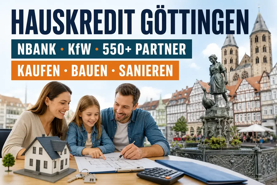 Baufinanzierung Göttingen. Immobilienfinanzierung mit dem zinslosen NBank-Darlehen und KfW-Programmen für Häuser in der Universitätsstadt