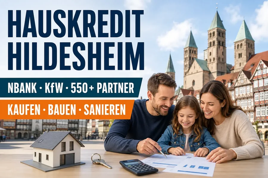 Baufinanzierung Hildesheim. Immobilienfinanzierung mit dem zinslosen NBank-Darlehen und KfW-Programmen für Häuser in der Domstadt