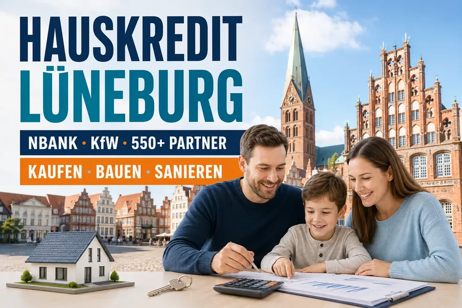 Baufinanzierung Lüneburg. Immobilienfinanzierung mit dem zinslosen NBank-Darlehen und KfW-Programmen für Häuser in der Salzstadt