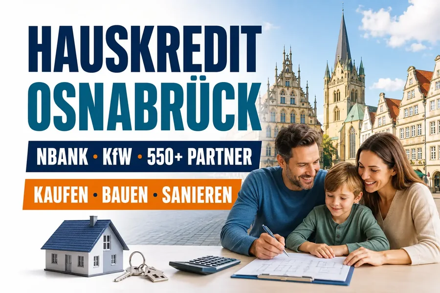 Hauskredit Osnabrück. Immobilienfinanzierung für ein Bestandshaus in Schinkel mit zinslosem NBank-Darlehen, KfW 308 und KfW 261