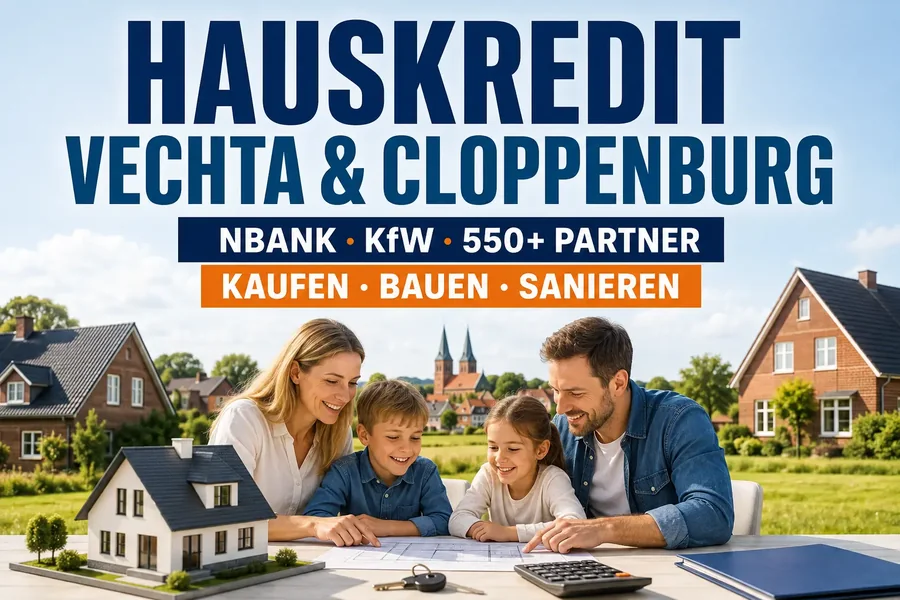 Baufinanzierung Vechta und Cloppenburg. Immobilienfinanzierung mit dem zinslosen NBank-Darlehen und KfW-Programmen für Familien im Oldenburger Münsterland