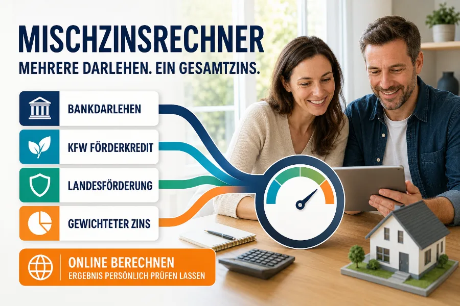 Paar berechnet den gewichteten Mischzins aus Bankdarlehen, KfW-Förderkredit und Landesförderung.