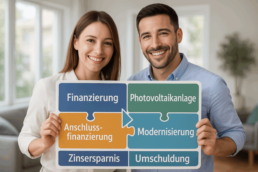 Grafik: Finanzierung einer Photovoltaikanlage im Rahmen der Modernisierung oder Anschlussfinanzierung