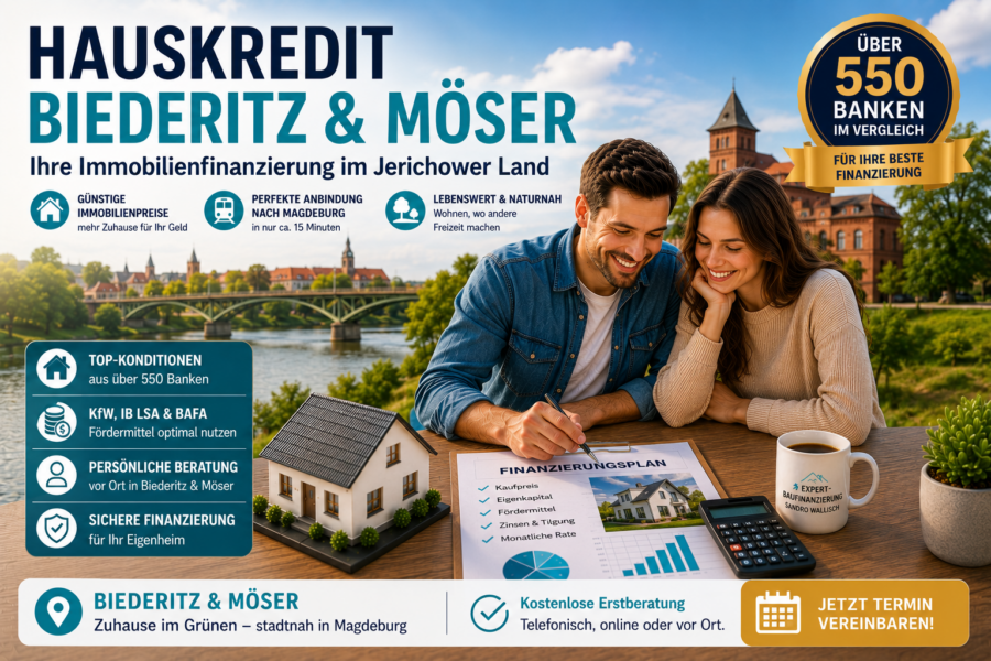Hauskredit Biederitz Möser Jerichower Land: Immobilienfinanzierung EFH mit KfW und Sachsen-Anhalt MODERN
