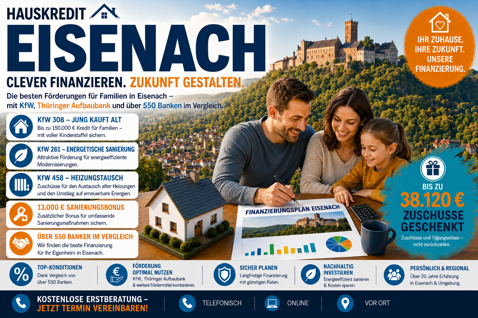 Immobilienfinanzierung Eisenach: Hauskauf mit KfW 308 und TAB EigenheimPlus in der Wartburg-Stadt