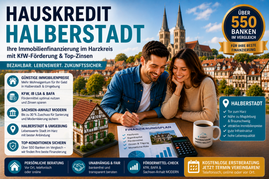 Hauskredit Halberstadt: Immobilienfinanzierung und KfW-Förderung für Einfamilienhäuser im Harzkreis
