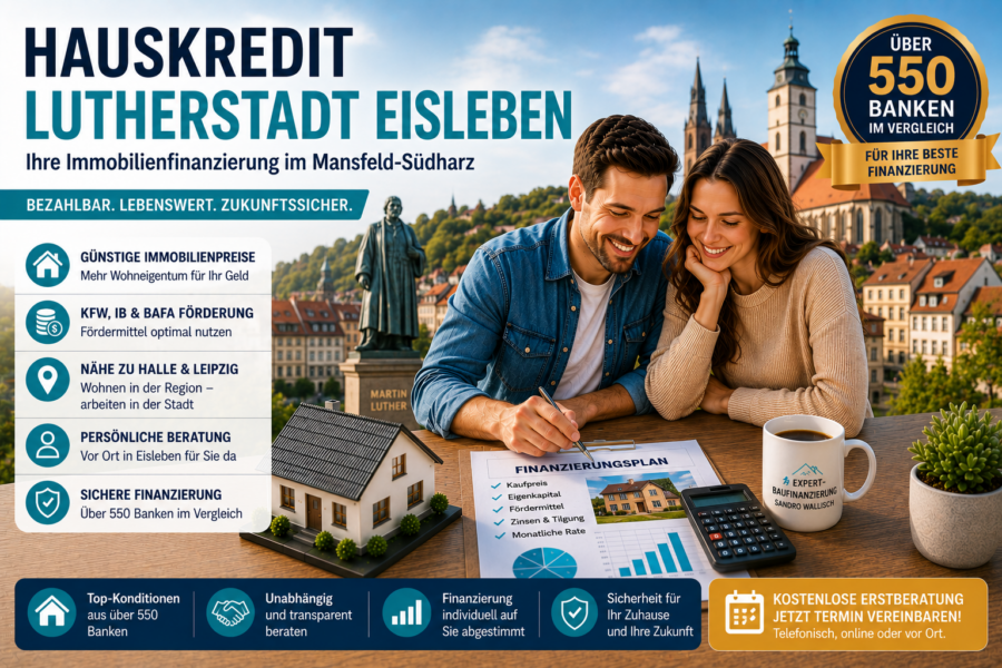 Hauskredit Lutherstadt Eisleben Mansfeld-Südharz: Immobilienfinanzierung EFH mit KfW und Sachsen-Anhalt MODERN