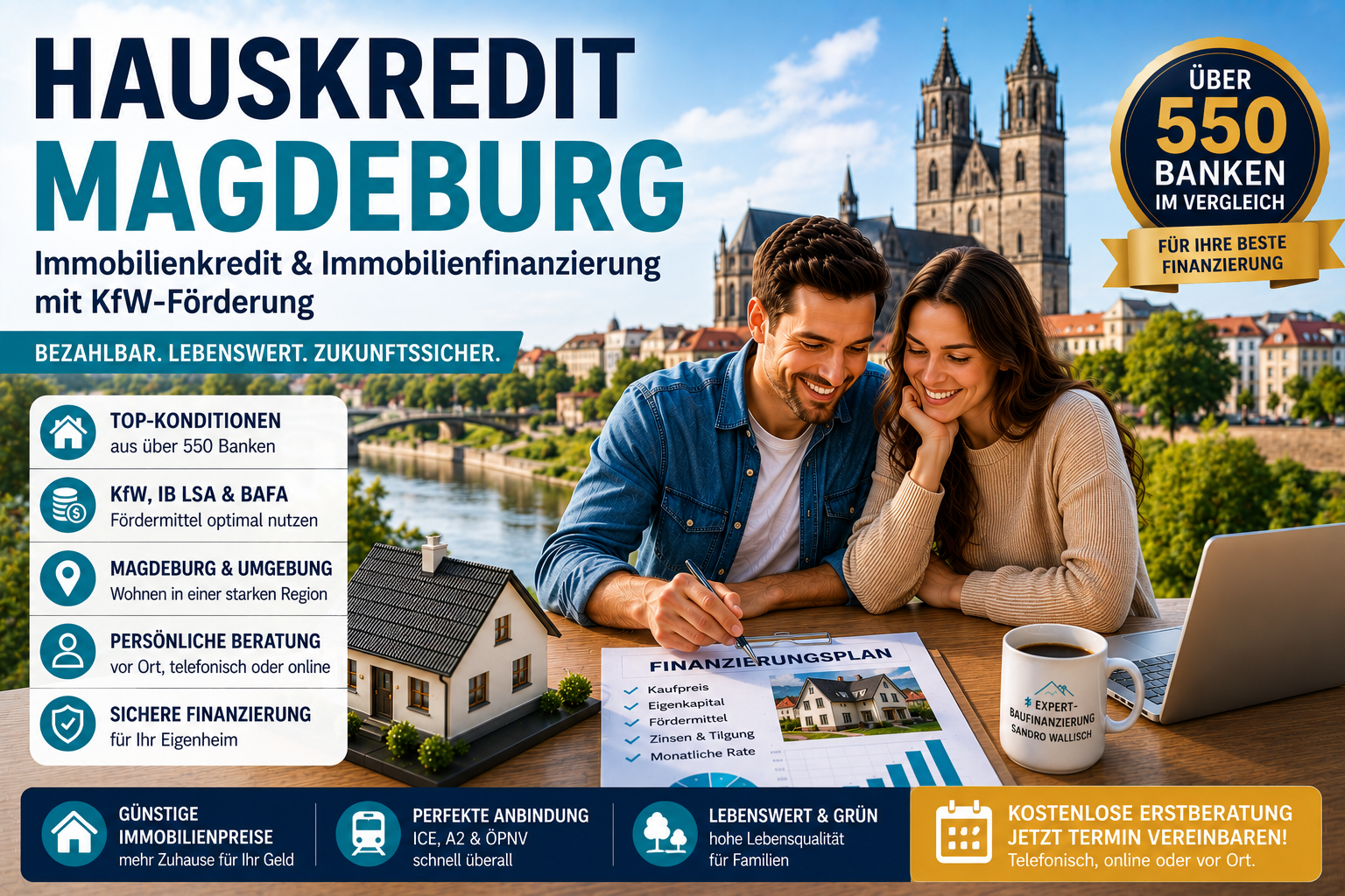 Hauskredit Magdeburg: Immobilienkredit und Immobilienfinanzierung mit KfW-Förderung für Einfamilienhäuser und Doppelhaushälften in Magdeburg