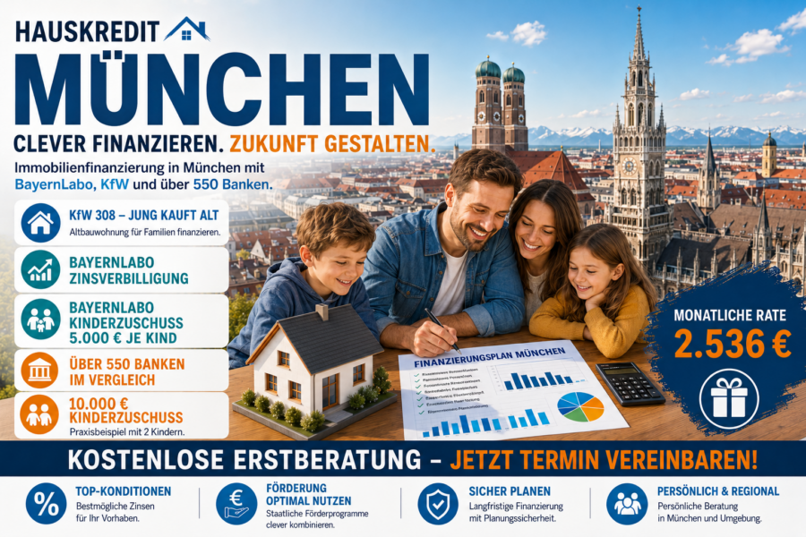 Hauskredit München. Immobilienfinanzierung mit KfW 308 für Altbau-Eigentumswohnungen und BayernLabo-Darlehen