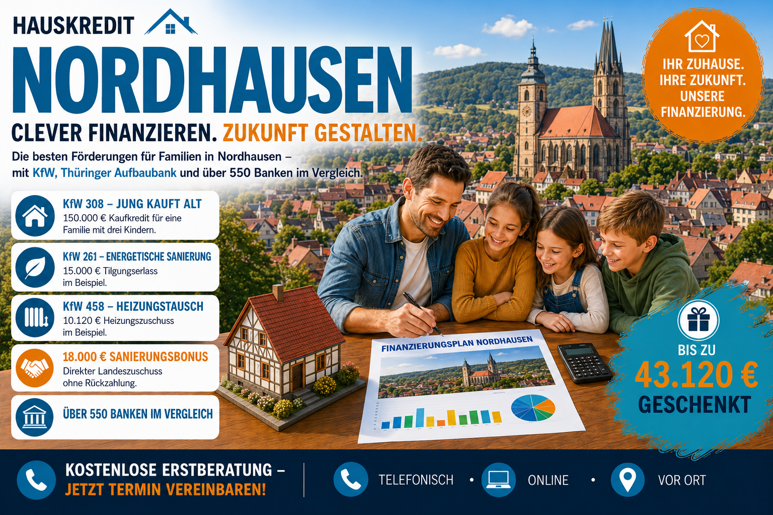 Immobilienfinanzierung Nordhausen: Hauskauf mit KfW 308 und TAB EigenheimPlus am Südharz