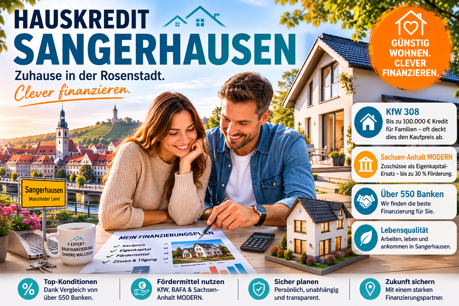 Hauskredit Sangerhausen: Immobilienfinanzierung mit KfW 308 und Sachsen-Anhalt MODERN für Einfamilienhäuser in Mansfeld-Südharz