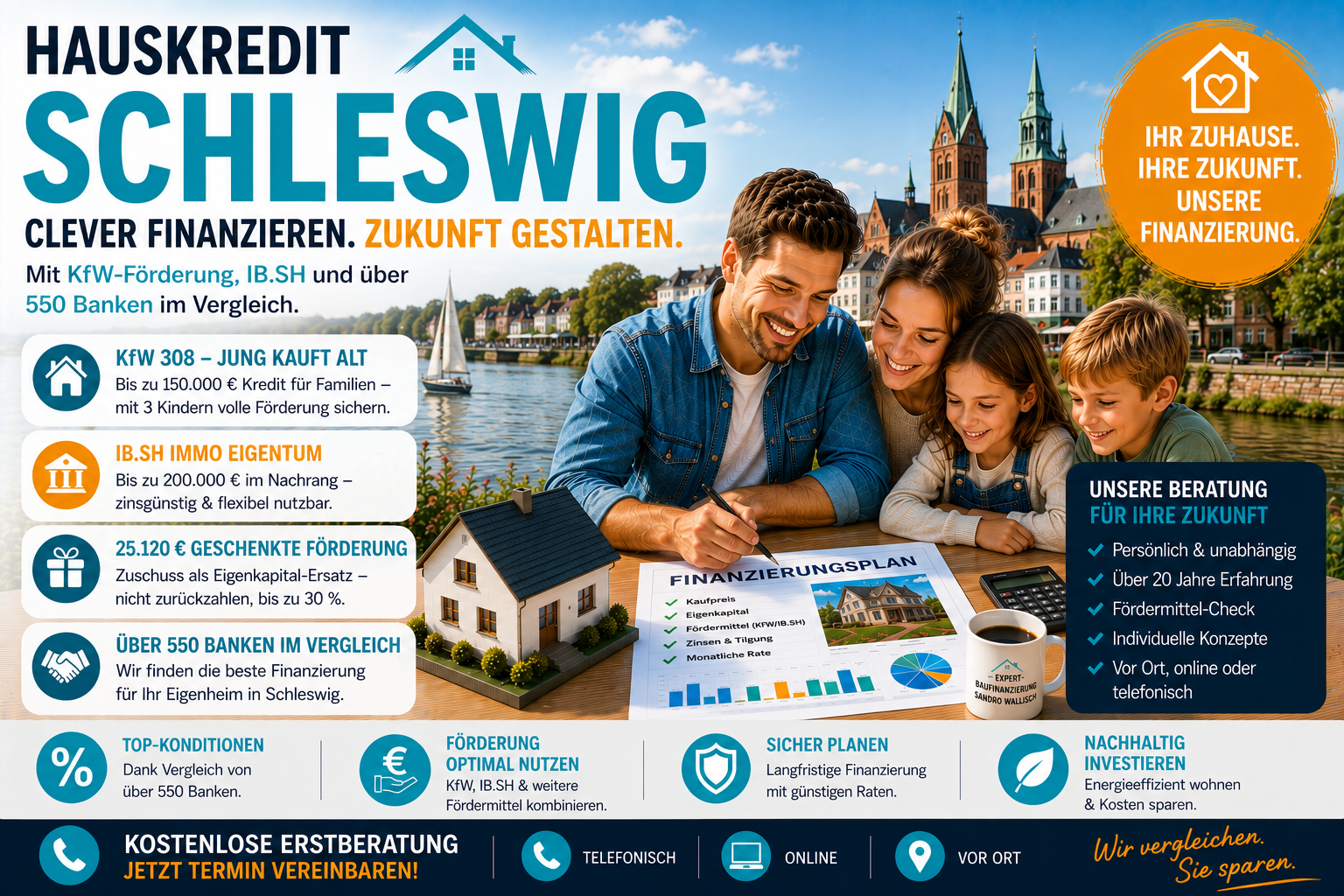 Hauskredit Schleswig: Immobilienfinanzierung mit KfW 308 und IB.SH Immo Eigentum für Einfamilienhäuser an der Schlei