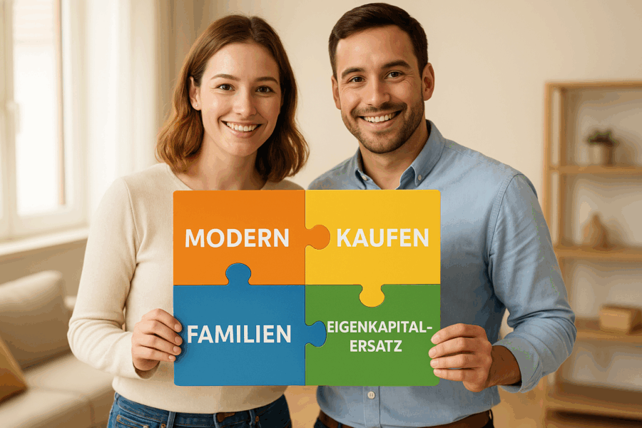 Grafik: Förderbausteine der Investitionsbank Sachsen-Anhalt (IB-LSA) für Modernisierung, Kauf, Familien und Eigenkapitalersatz