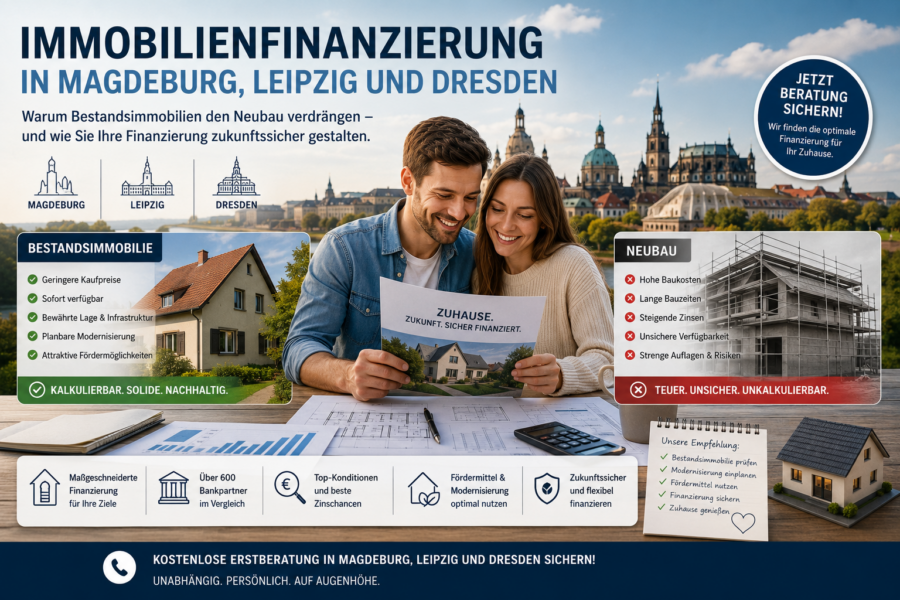 Immobilienfinanzierung und Baufinanzierung im Vergleich in Magdeburg Leipzig und Dresden