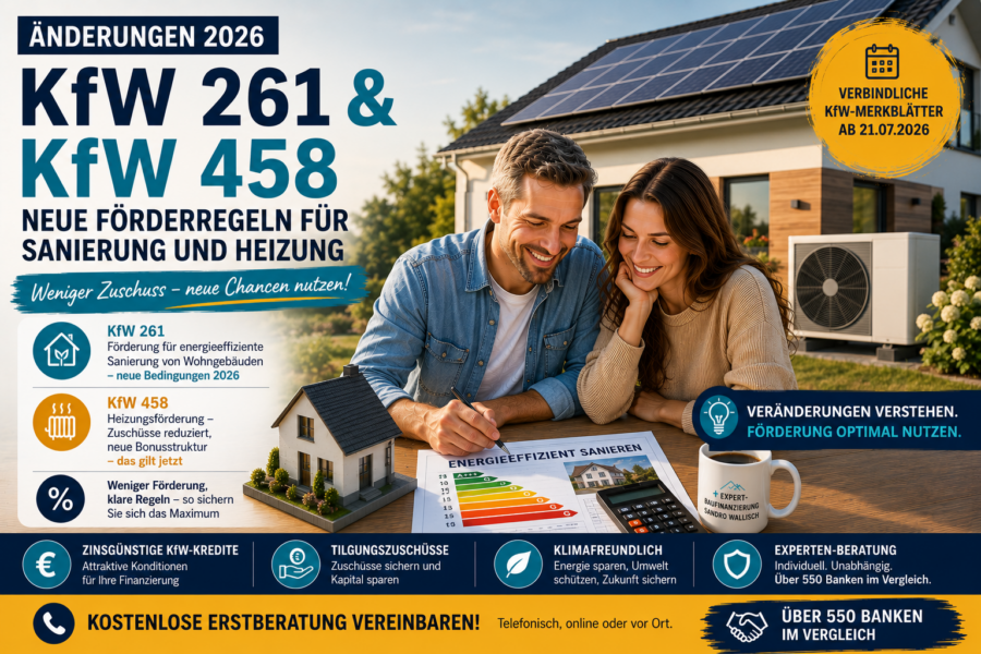 KfW 261 und KfW 458 Änderungen 2026 Förderung für Sanierung und Heizung Hauskredit und Immobilienfinanzierung in Magdeburg und deutschlandweit