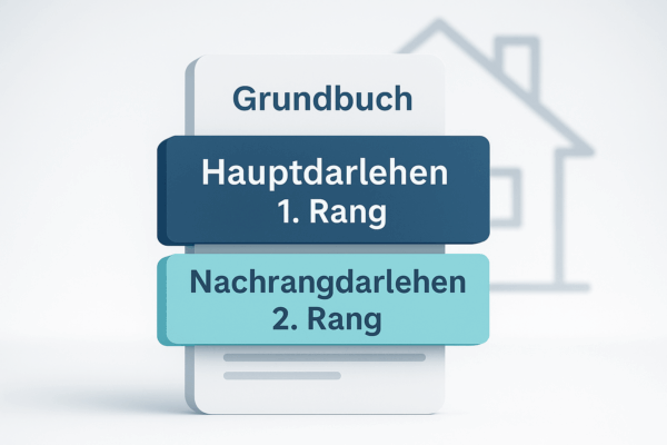 Grafik: Darstellung der Rangfolge von Darlehen im Grundbuch - Nachrangdarlehen an zweiter Stelle